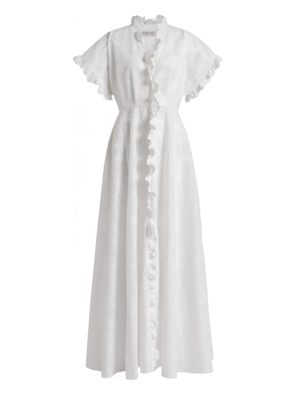 Alberta Ferretti ruffled eyelet maxi dress - White