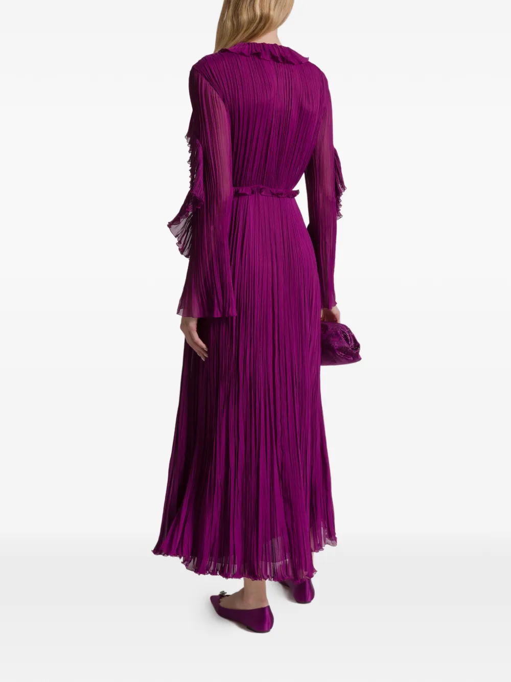 Alberta Ferretti Geplooide midi-jurk met ruches Paars