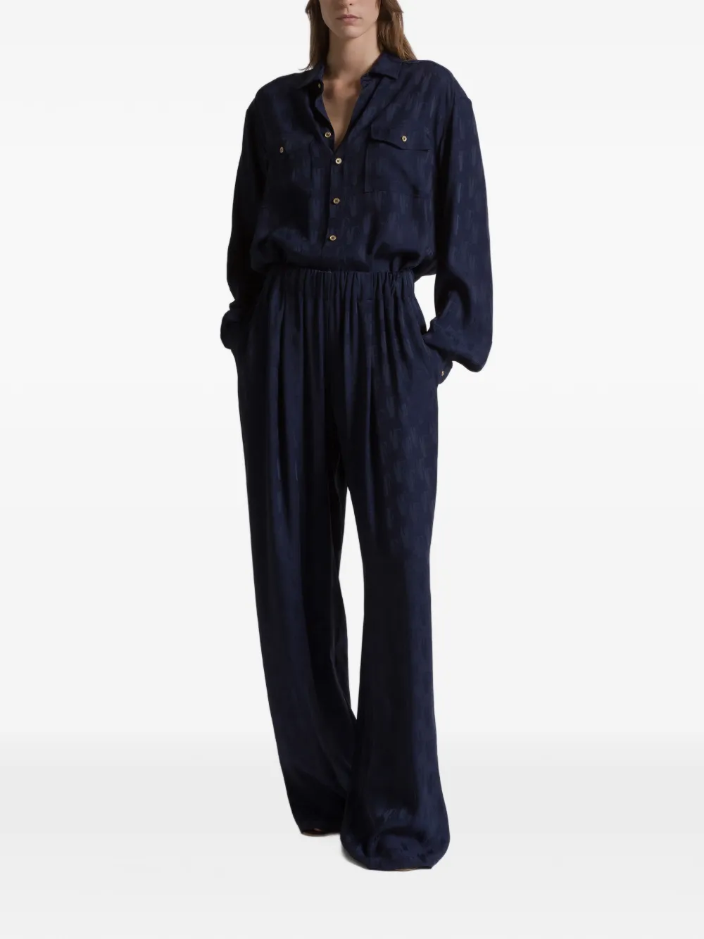 Alberta Ferretti elastic-waistband trousers - Blauw