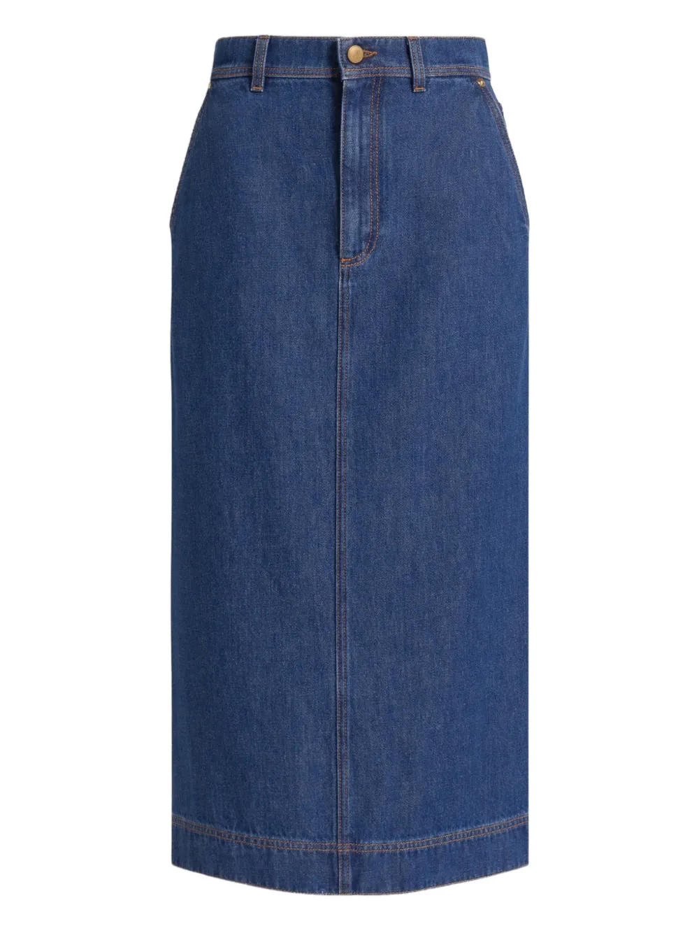 Alberta Ferretti Contrast-stitching Midi Skirt In Blue