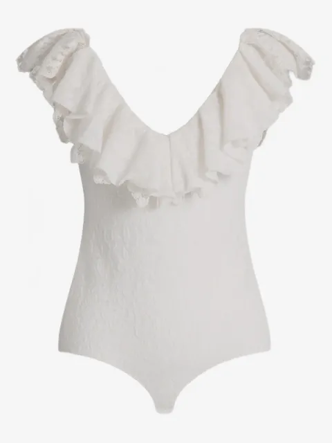 Alberta Ferretti body de encaje con volantes