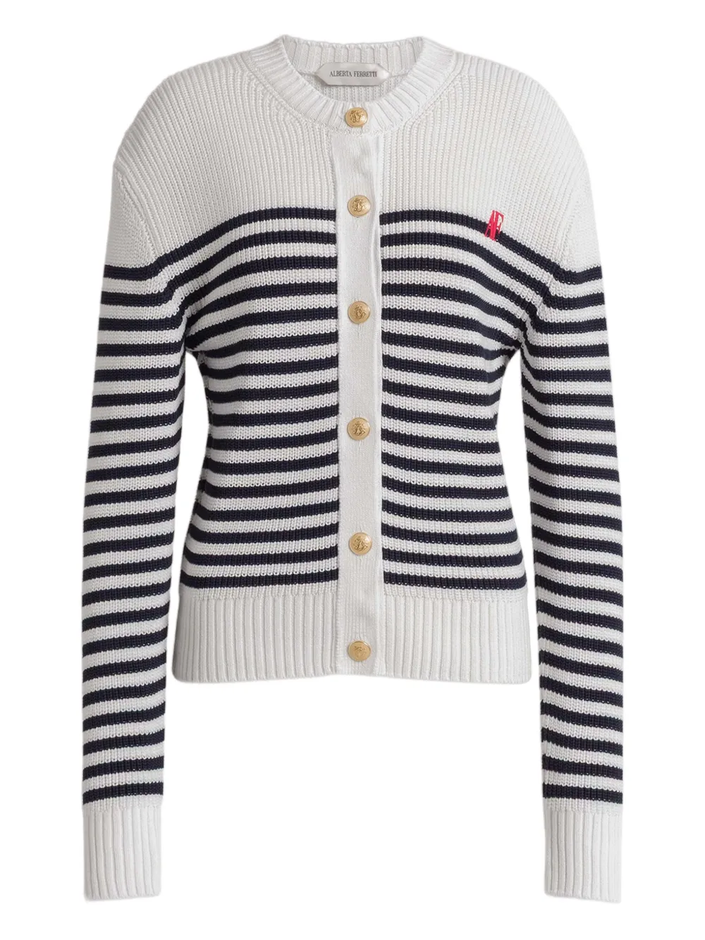 Alberta Ferretti striped buttoned cardigan - White