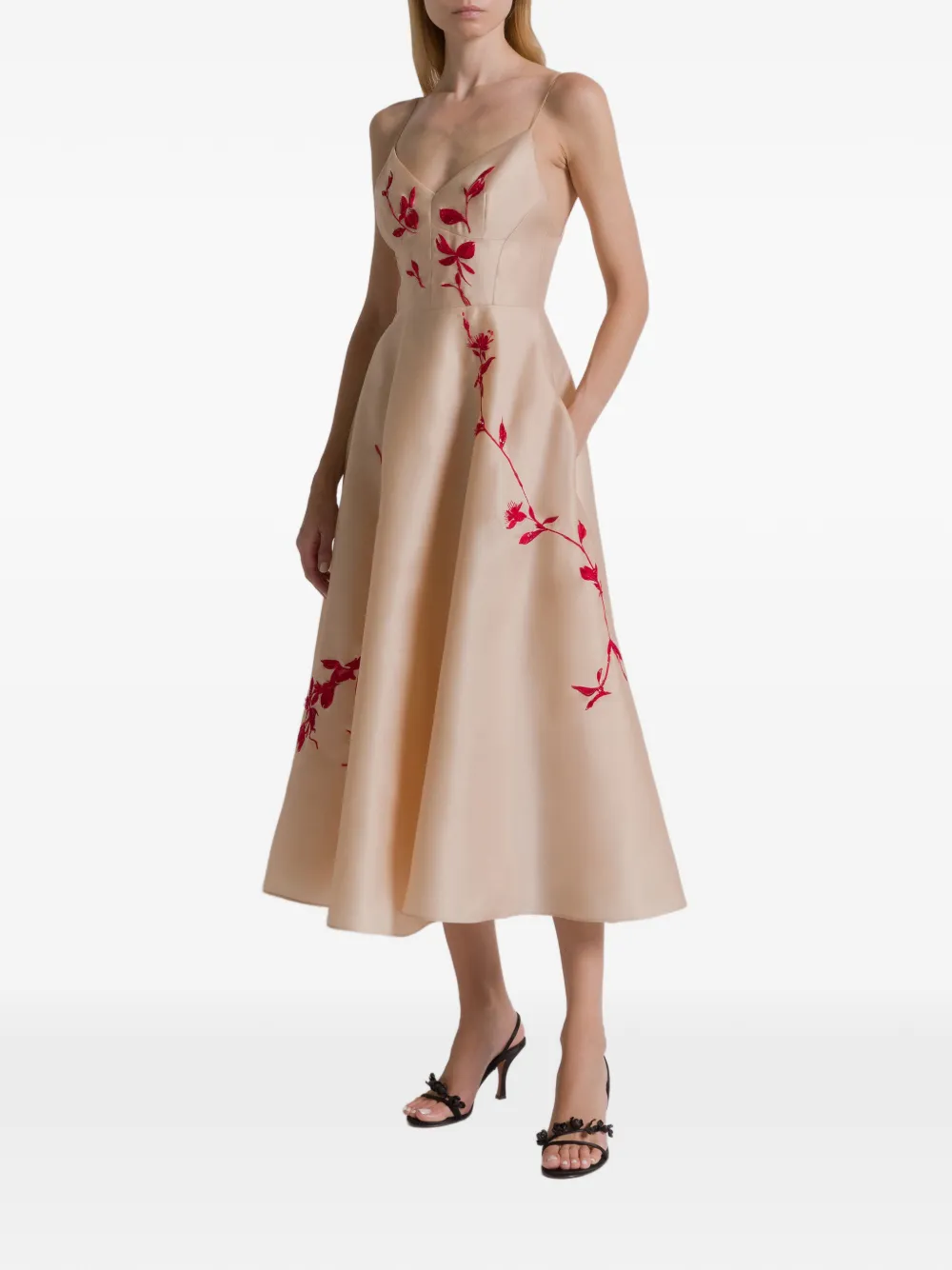 Alberta Ferretti Floral Midi Dress In Pink