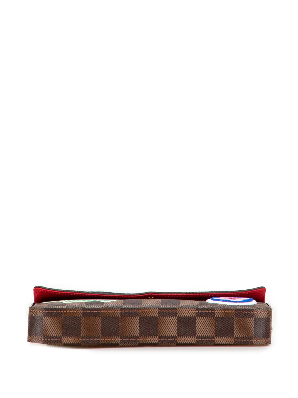 Pre-owned Louis Vuitton 2018 Damier Ebene Pochette Felicie Patchwork Crossbody Bag In Brown