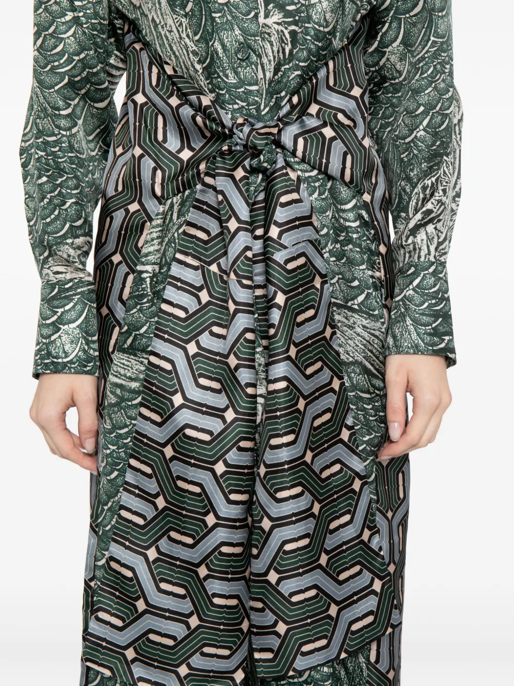Biyan Printed Silk Dress In Green