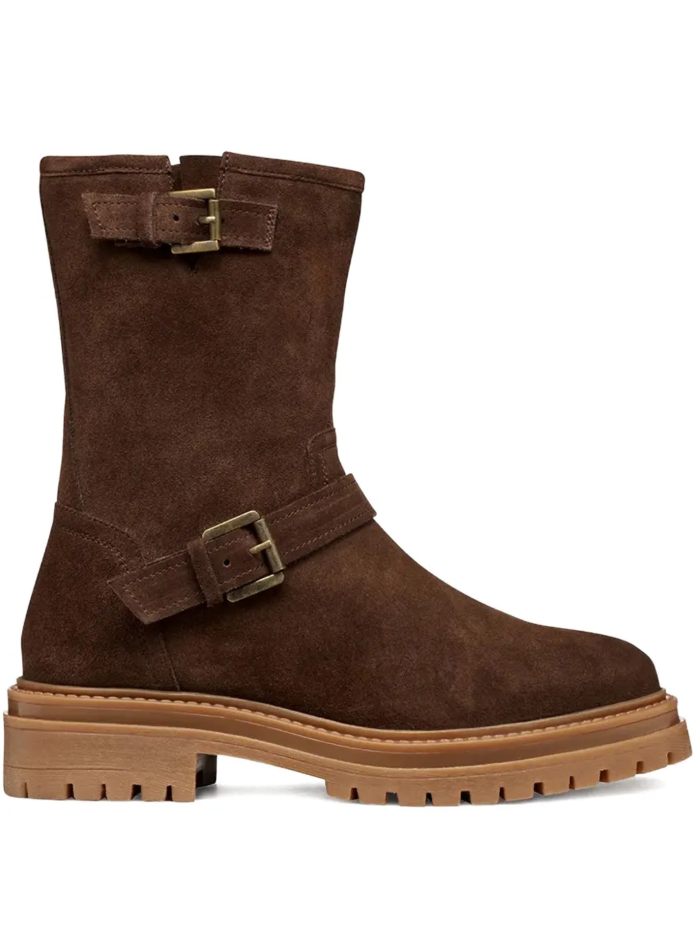 Geox Buckle-embellishment Suede Boots In Brown