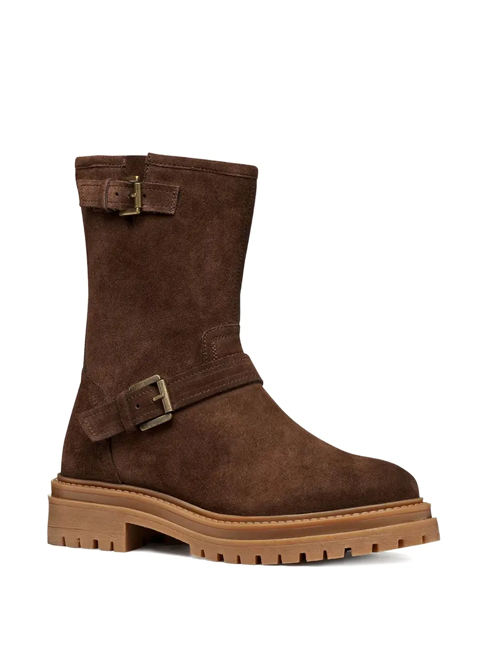 Geox Buckle-embellishment Suede Boots In Brown