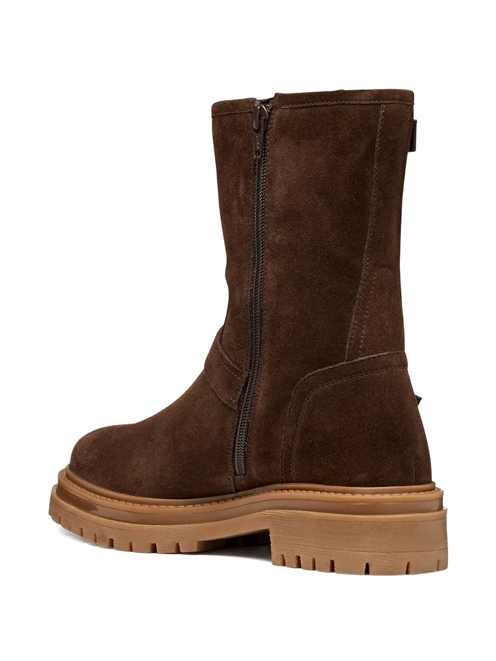 Geox Buckle-embellishment Suede Boots In Brown