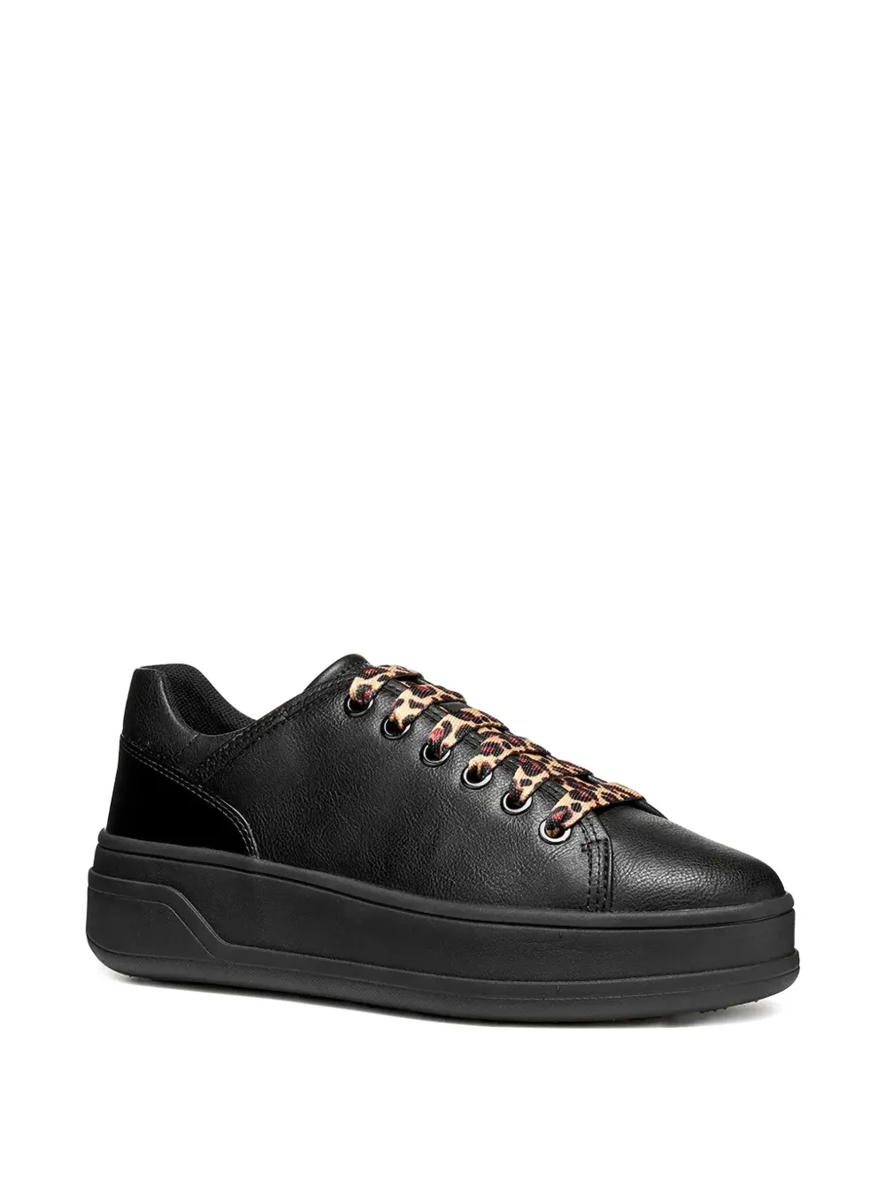 Geox Leopard-laces Leather Sneakers In Black