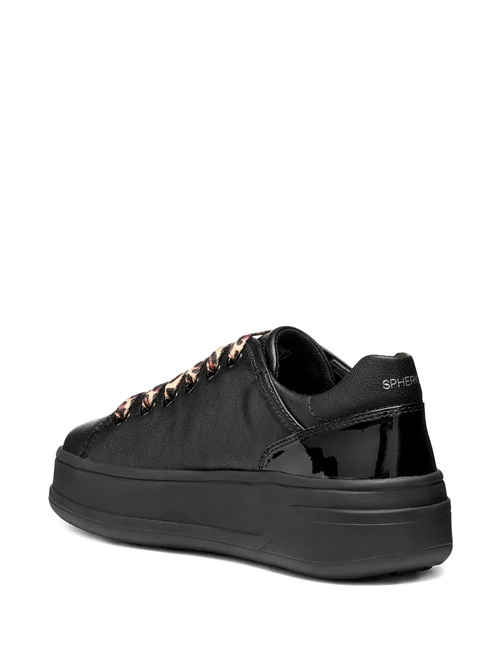 Geox Leopard-laces Leather Sneakers In Black