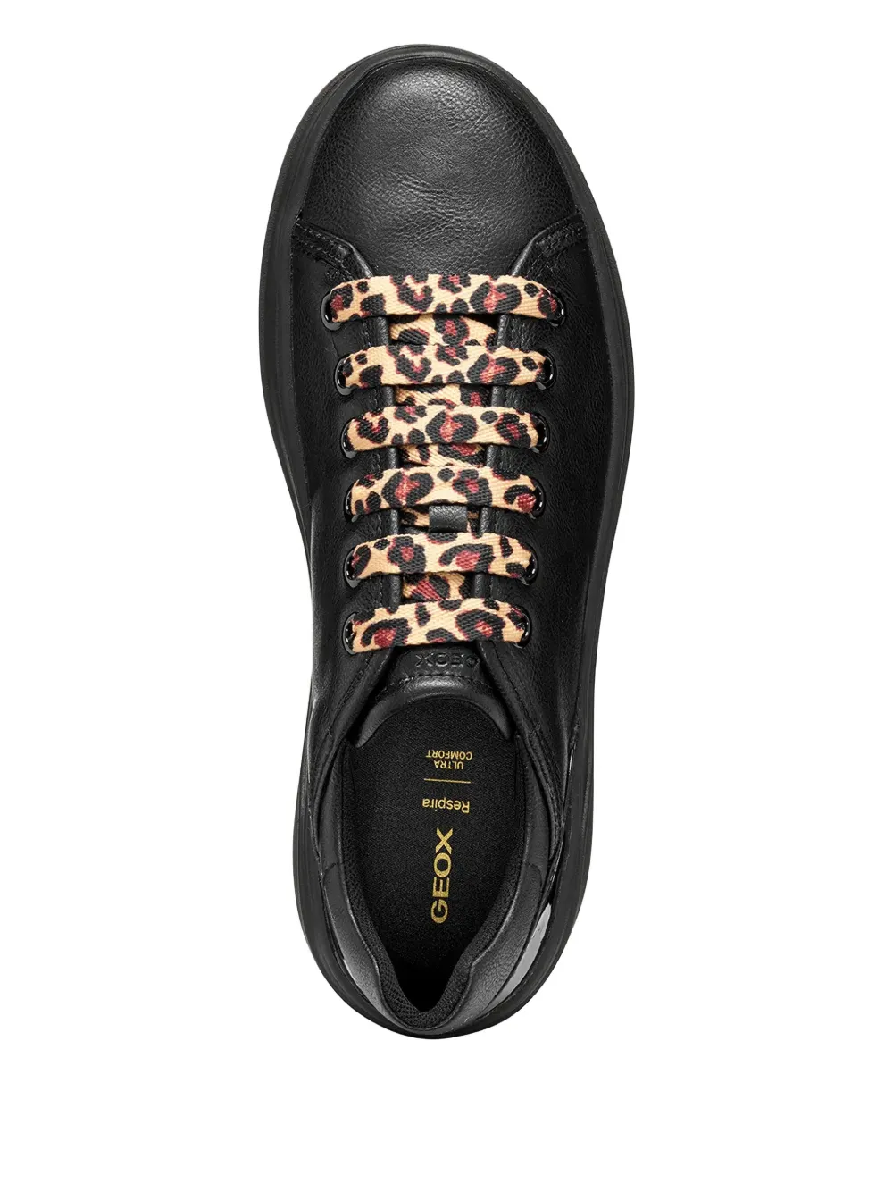 Geox Leopard-laces Leather Sneakers In Black