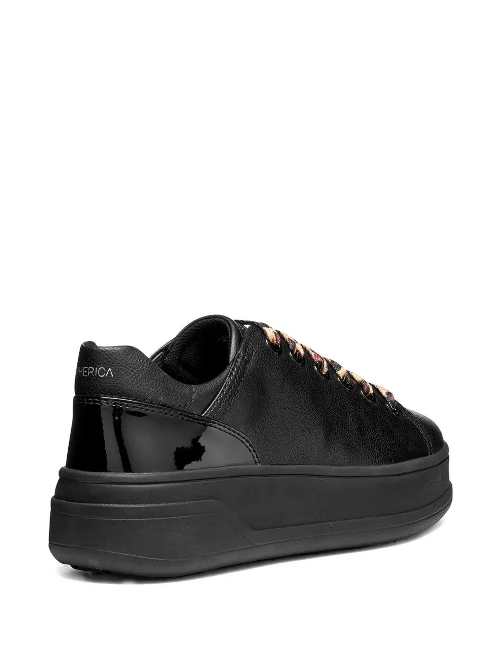 Geox Leopard-laces Leather Sneakers In Black