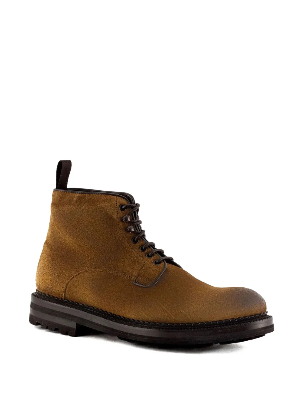 Green George Lace-up Round-toe Boots In Brown