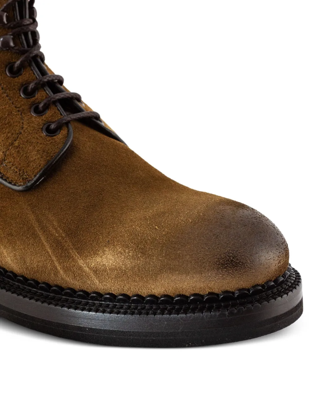 Green George lace-up round-toe boots Brown
