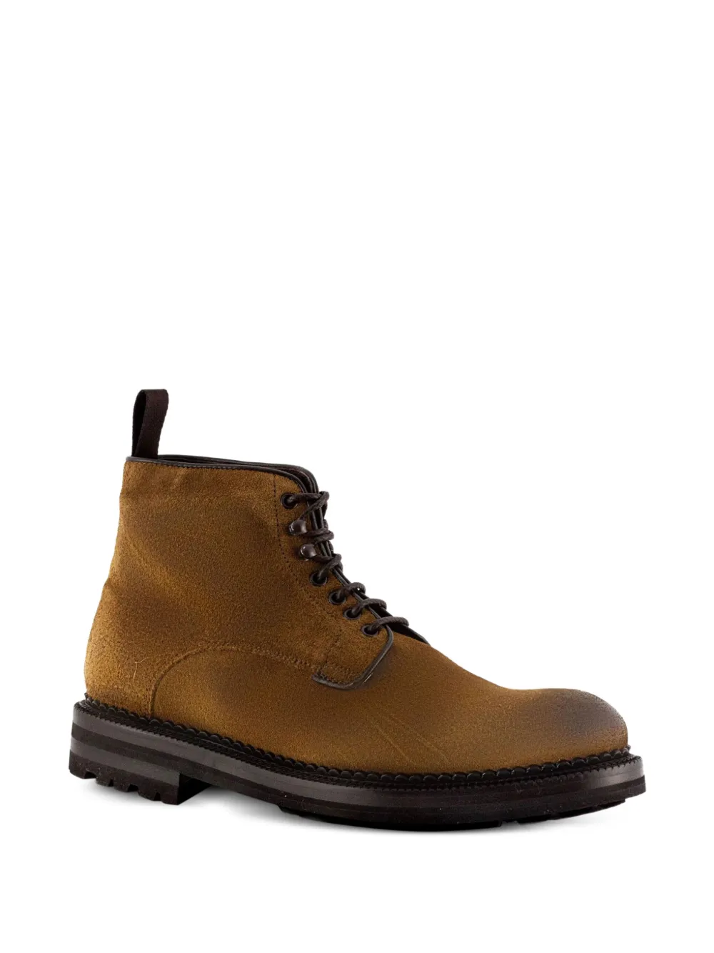 Green George lace-up round-toe boots Brown