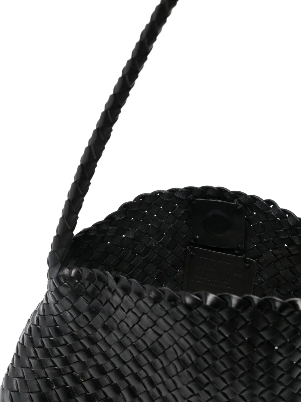Dragon Diffusion Braided Leather Beach Bag In Black