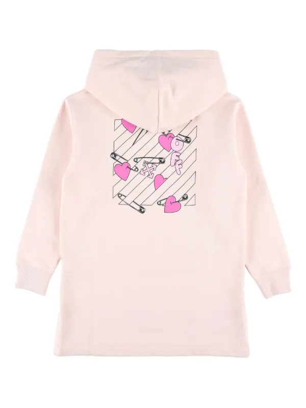 Off-White Kids heart-motif Hoodie Dress | Pink | FARFETCH