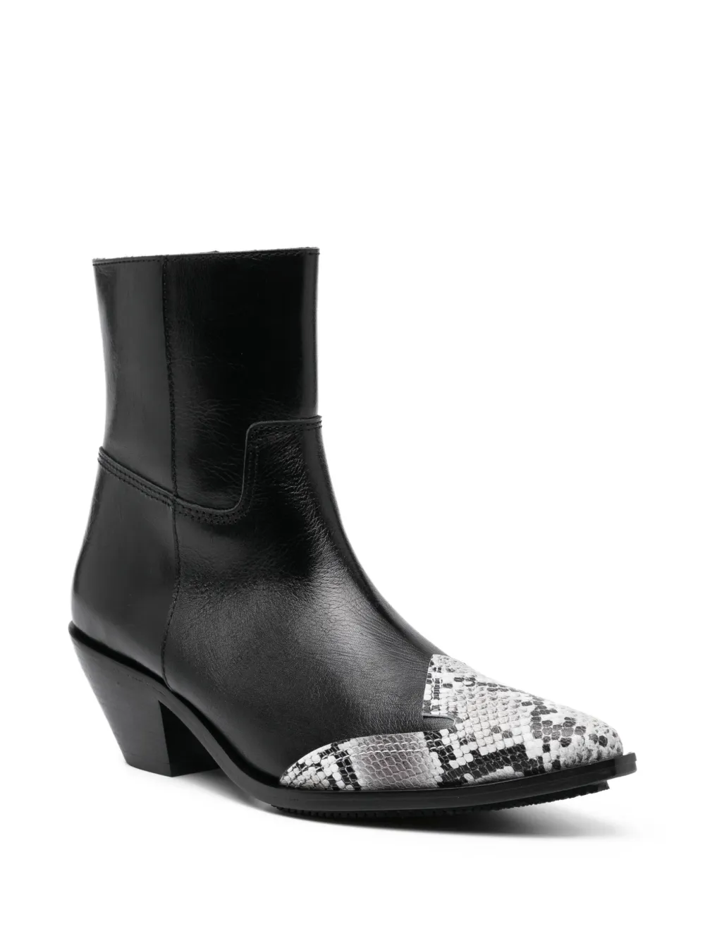 Junya Watanabe 50 mm leren laarzen met slangen-effect Zwart