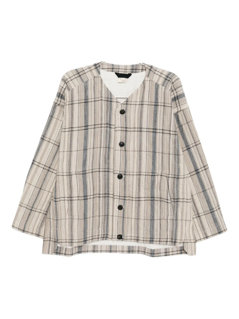 Jan-jan Van Essche Madras Checked Jacket In Neutral