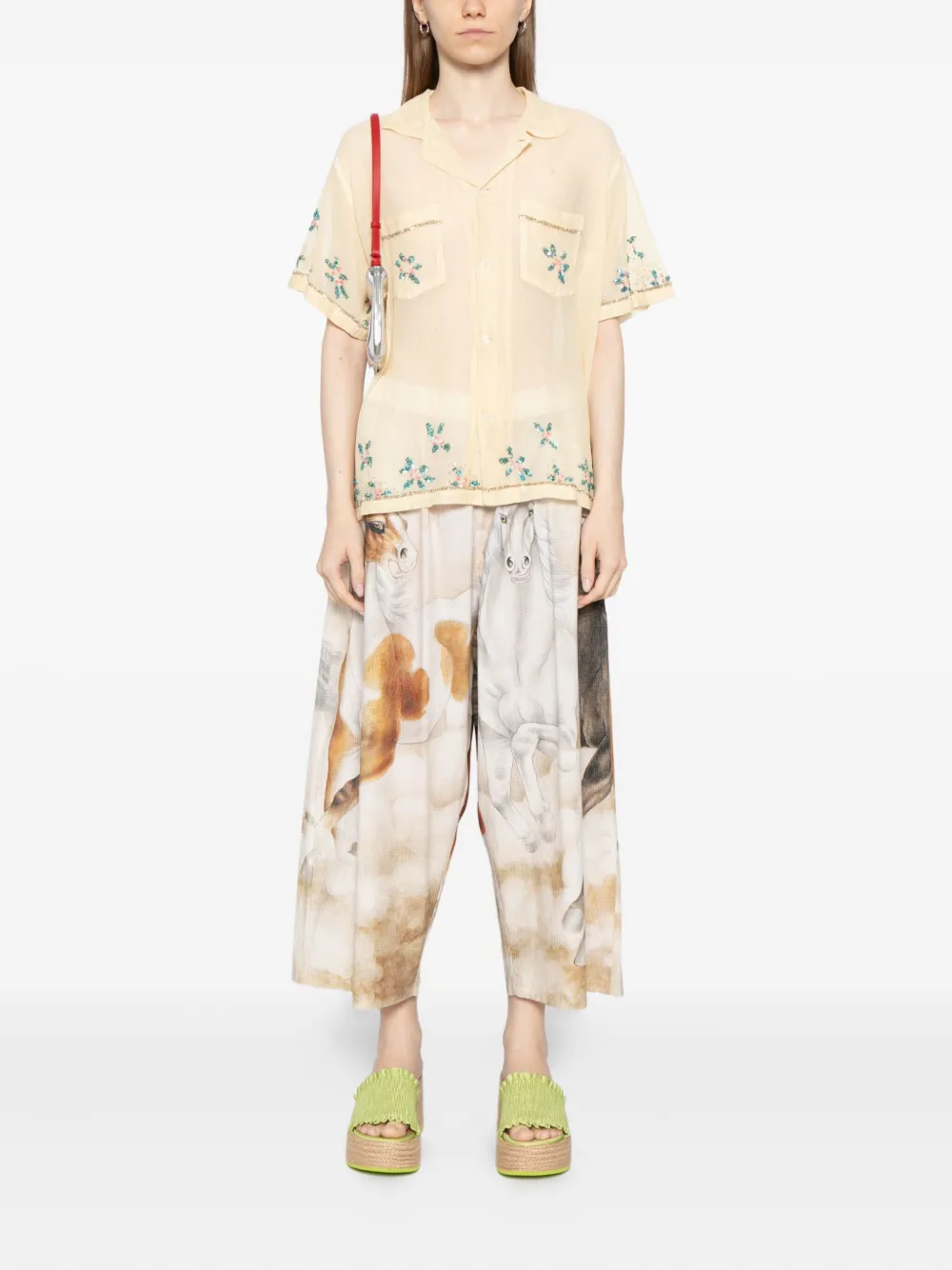 PENULTIMATE Broek met grafische print - Beige