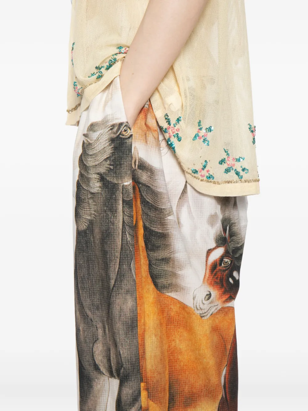 Penultimate Graphic-print Trousers In Neutral