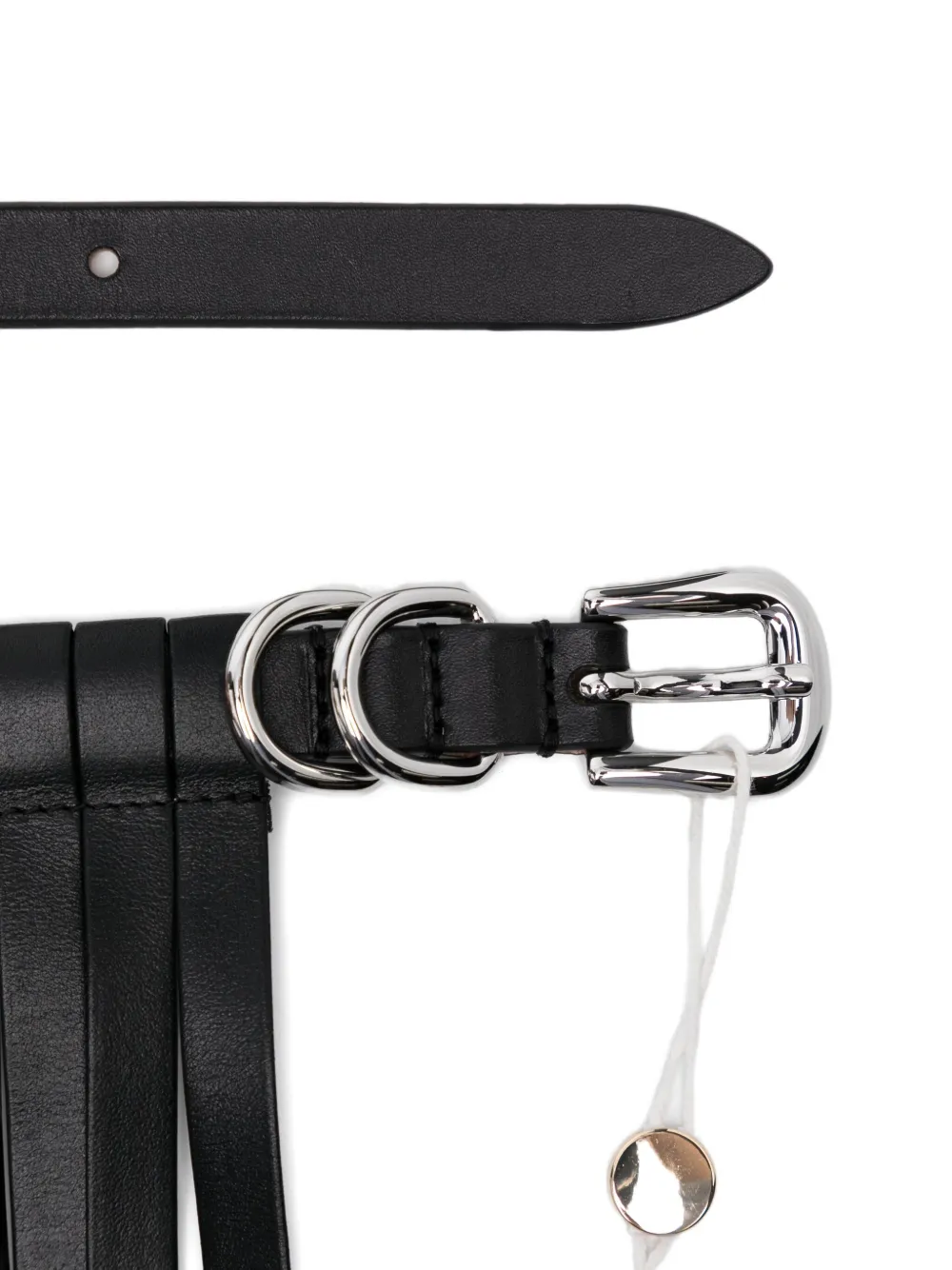 Déhanche Leren riem met franje - Zwart