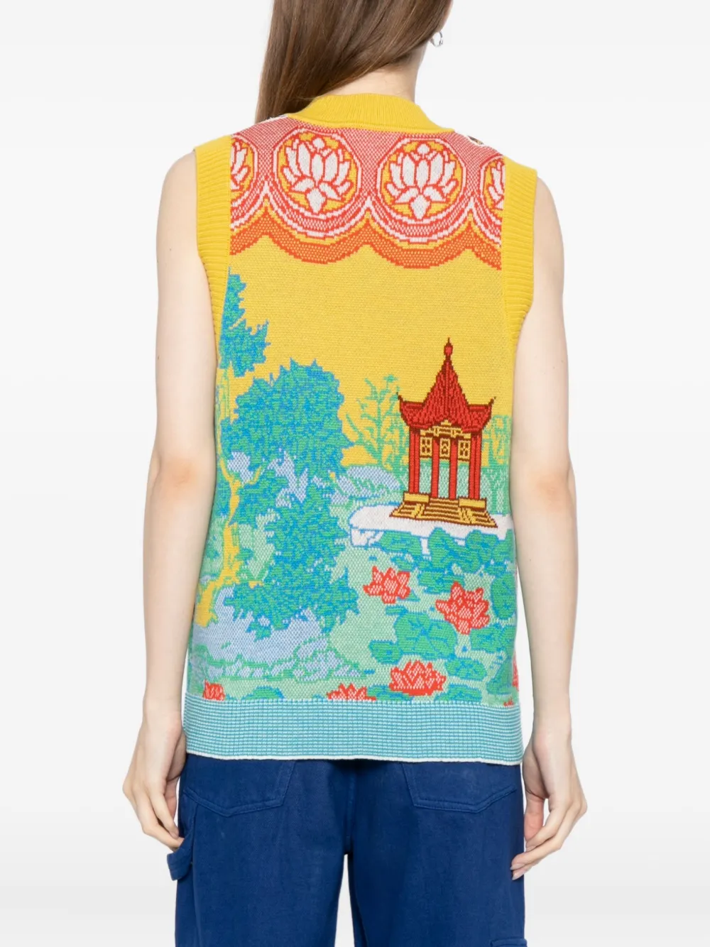 Penultimate Graphic-print Vest In Blue