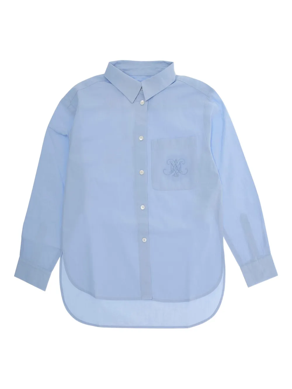 MAX&Co. Kids logo embroidered-pocket shirt | Blue | Image 1