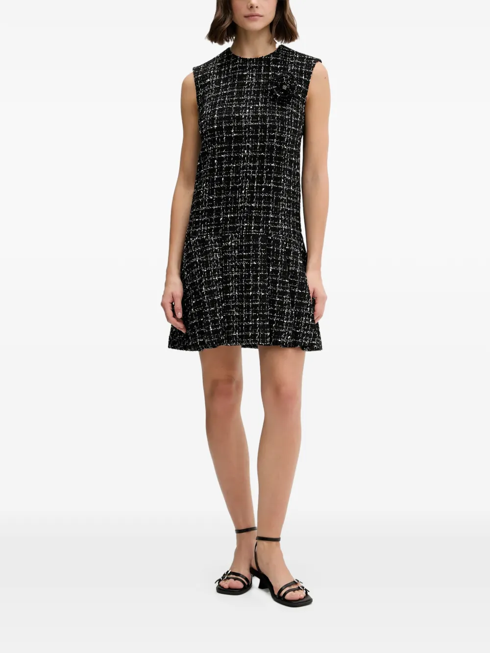 HUGO flower appliqué textured dress - Zwart