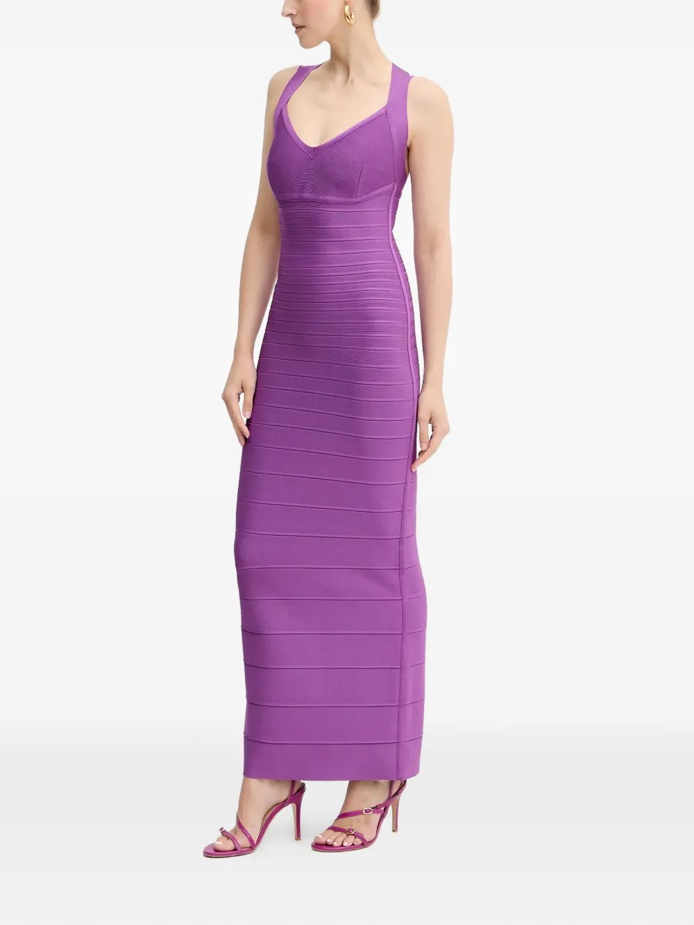 Herv&eacute; L&eacute;ger Sutton V-neck maxi dress - Paars