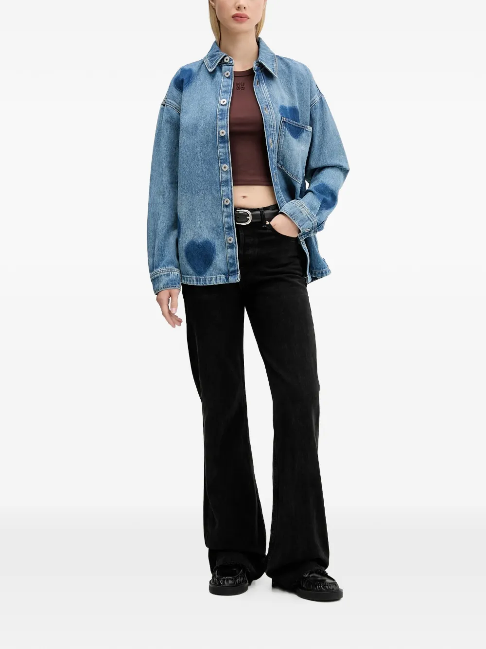 HUGO heart graphic shirt - Blauw