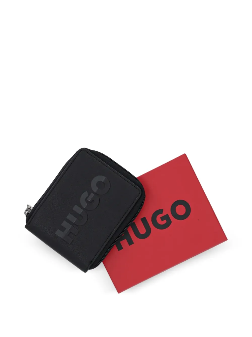 HUGO Portemonnee met logo-reliëf Zwart