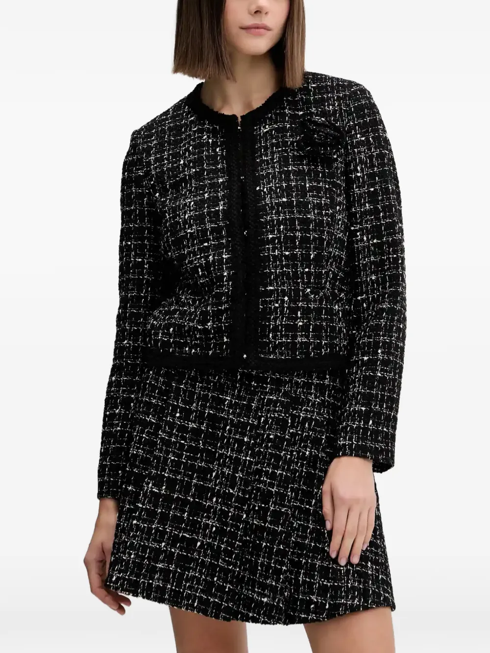 HUGO rosette tweed jacket | Black | Image 1