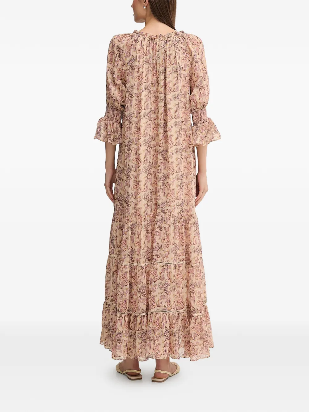  Hoss Intropia Ruffled Paisley Tiered Maxi Dress - Neutrals 
