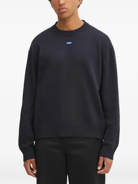 HUGO logo-patch crew-neck sweater