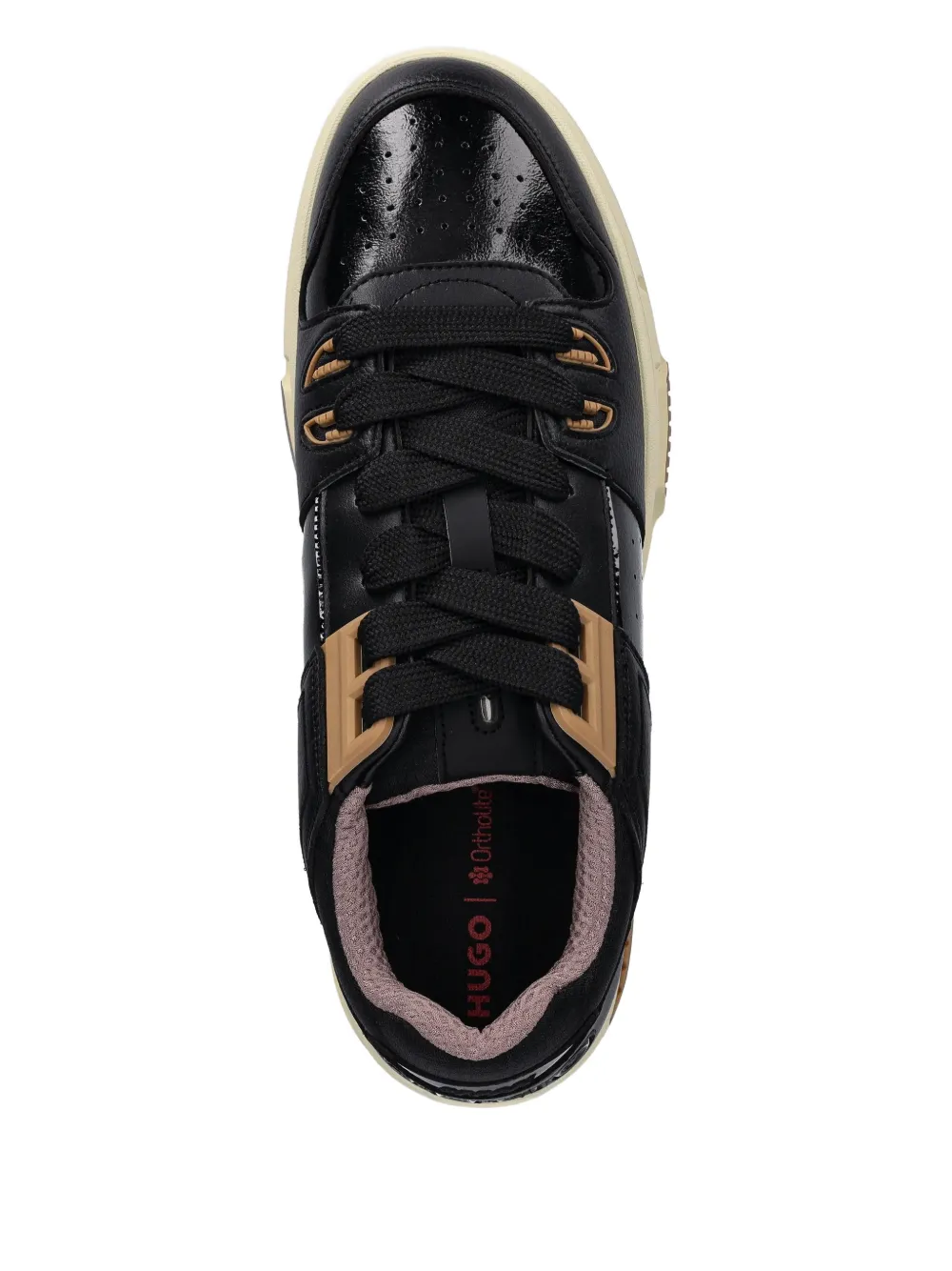 Hugo Boss Patent Panel Sneakers In Black