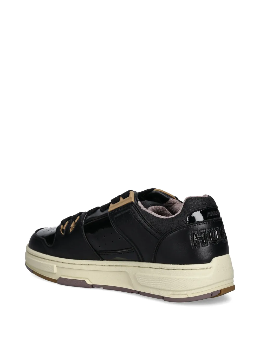 Hugo Boss Patent Panel Sneakers In Black
