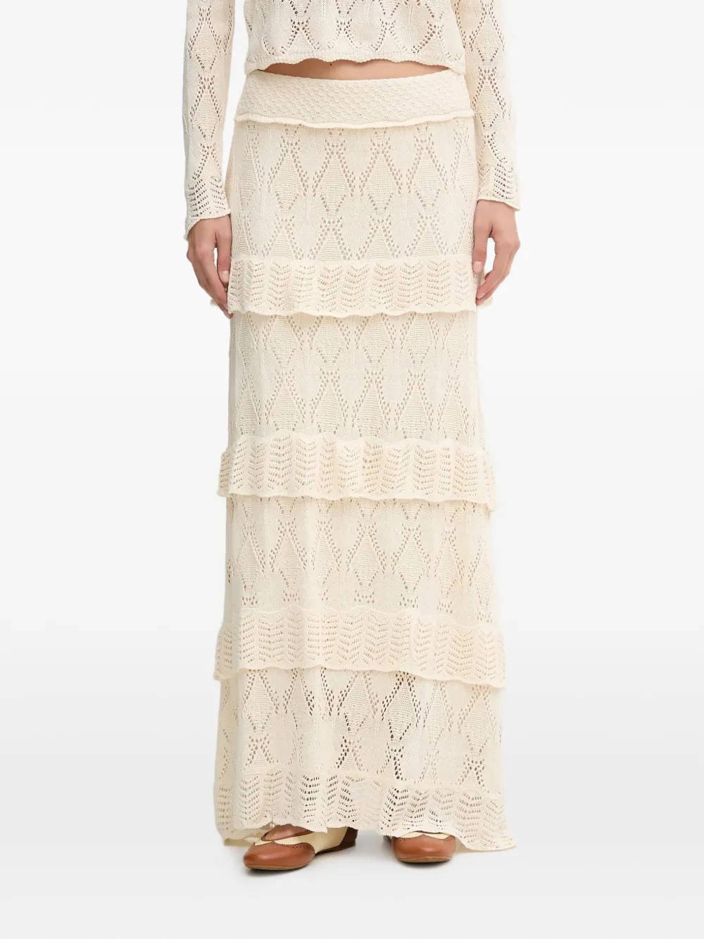 Hoss Intropia Raquel ruffled crochet skirt - Toni neutri