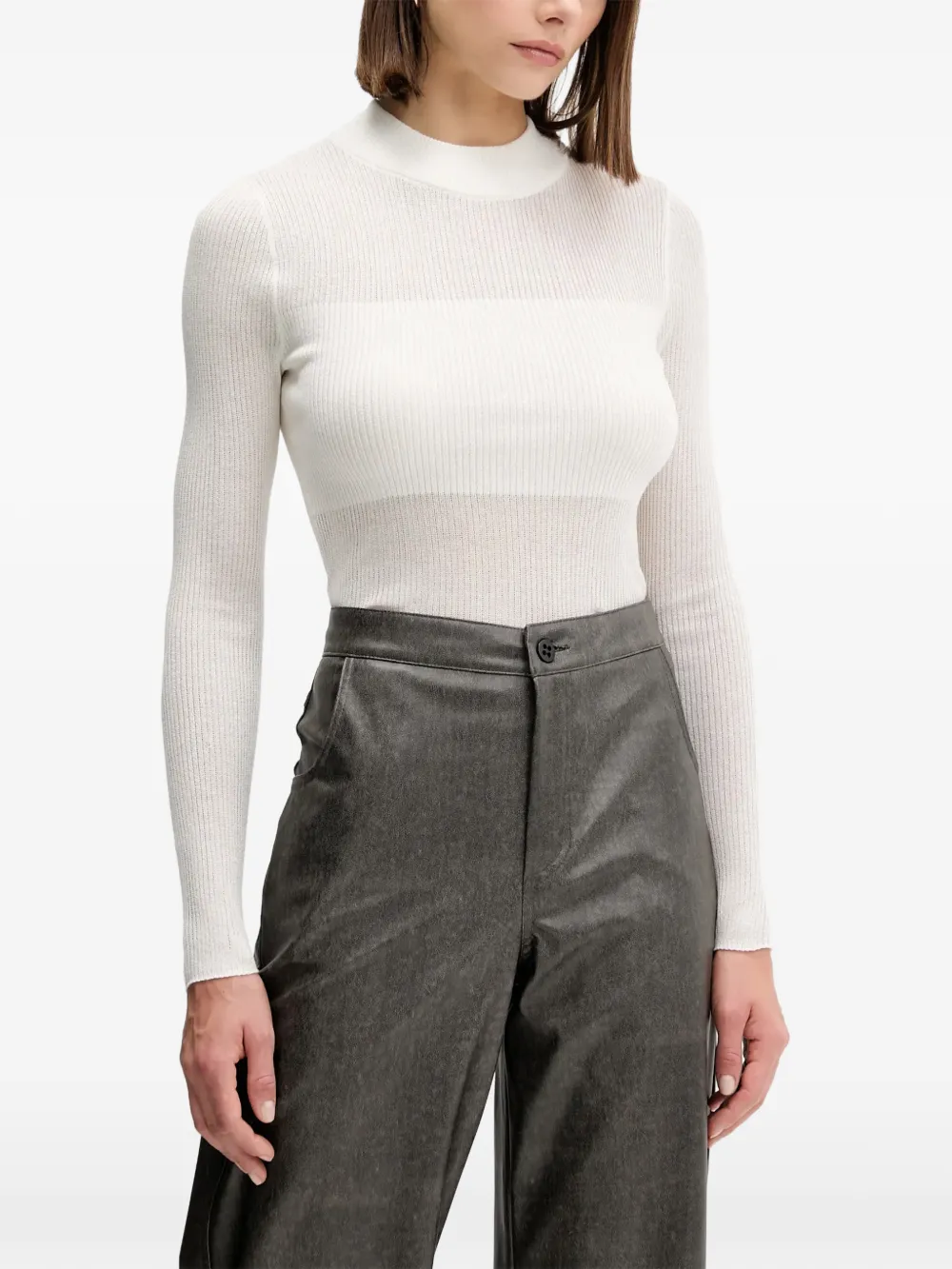 HUGO ribbed mock-neck top | blanco | Image 1