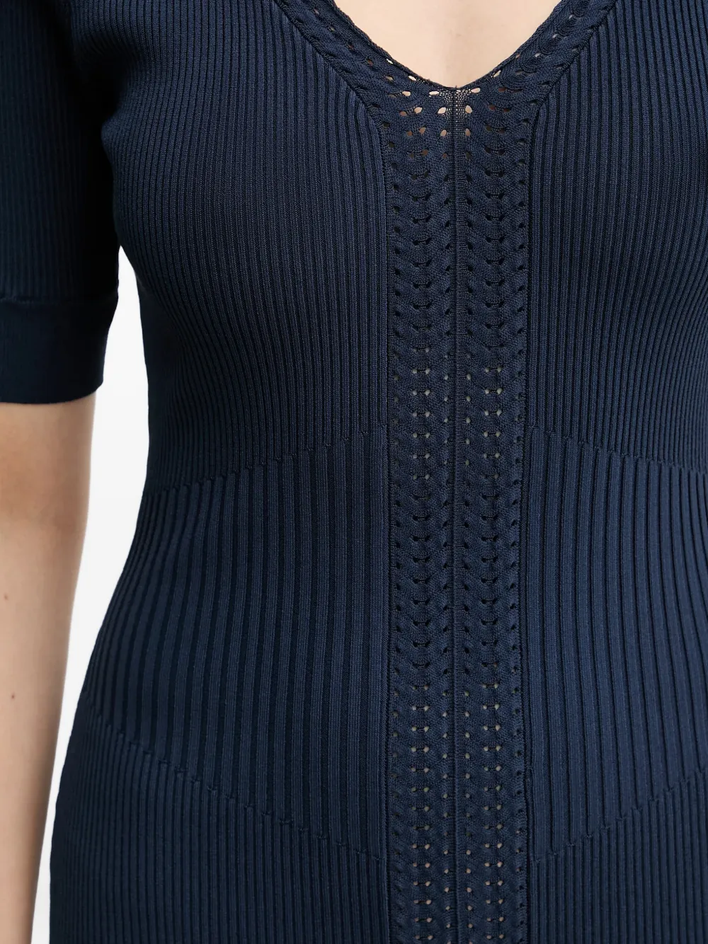 Hervé Léger Aria midi-jurk met V-hals Blauw