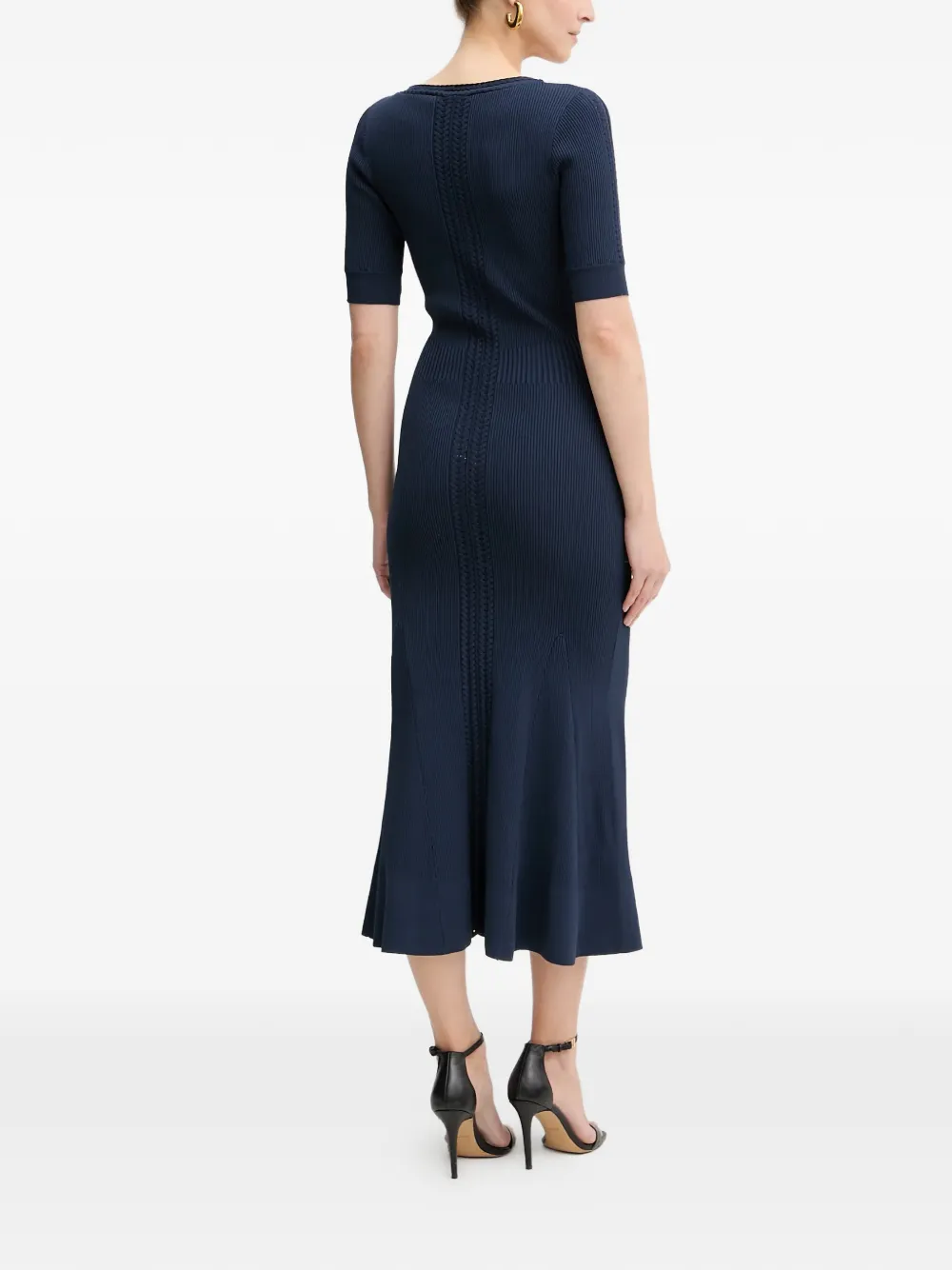 Hervé Léger Aria midi-jurk met V-hals Blauw