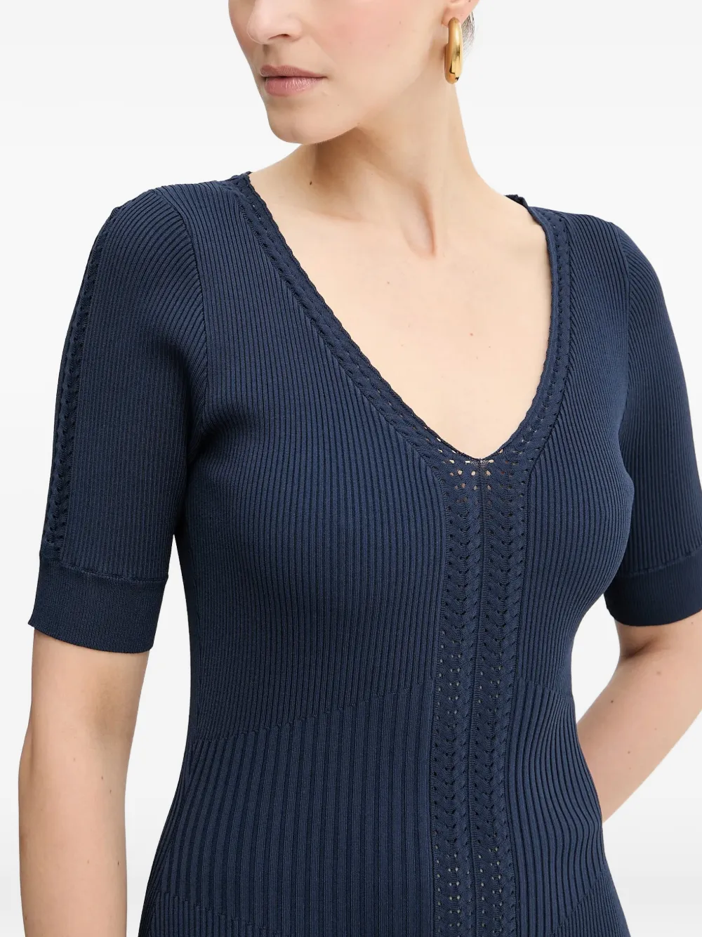 Hervé Léger Aria midi-jurk met V-hals Blauw