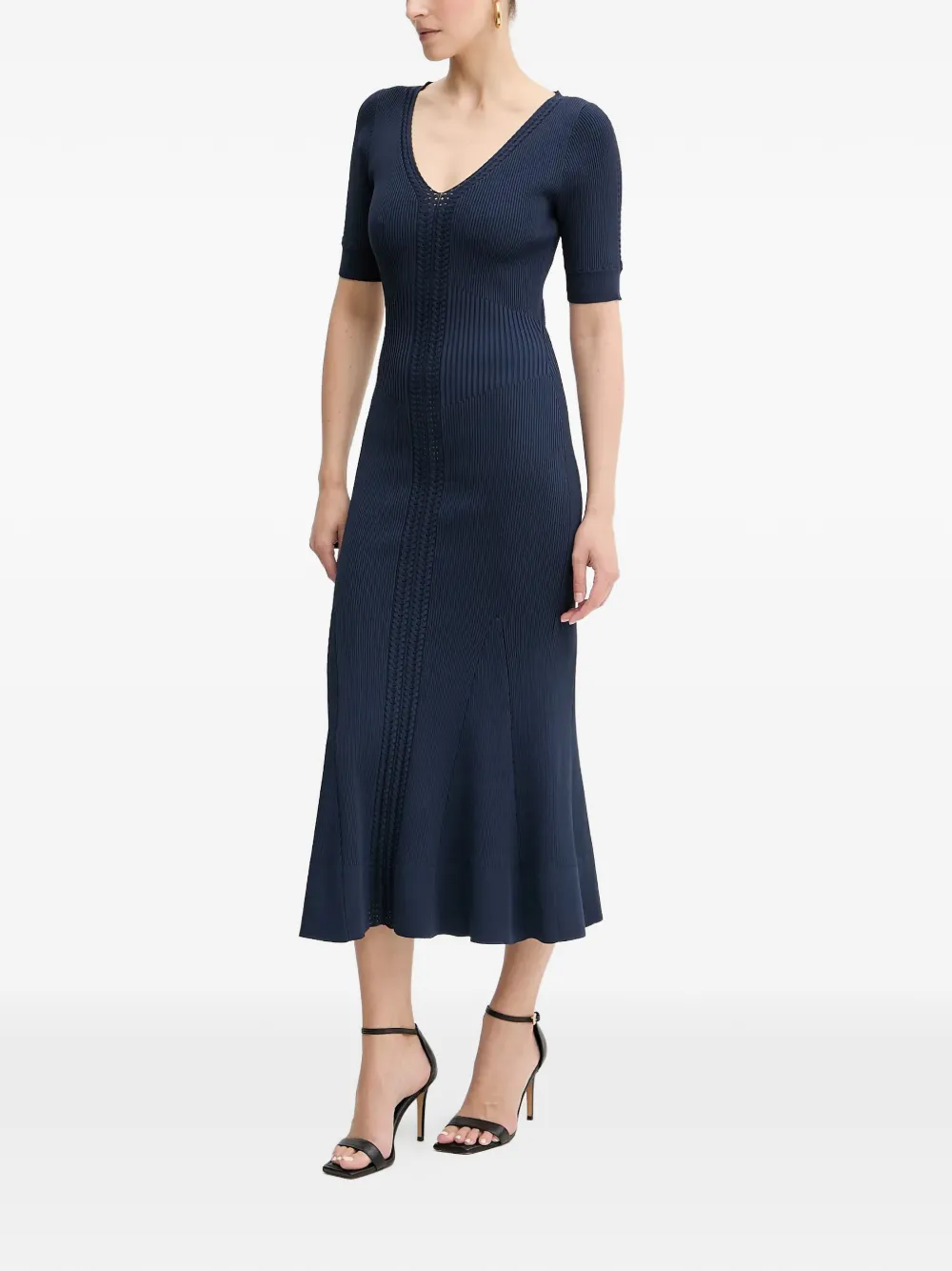 Herv&eacute; L&eacute;ger Aria V-neck midi dress - Blauw