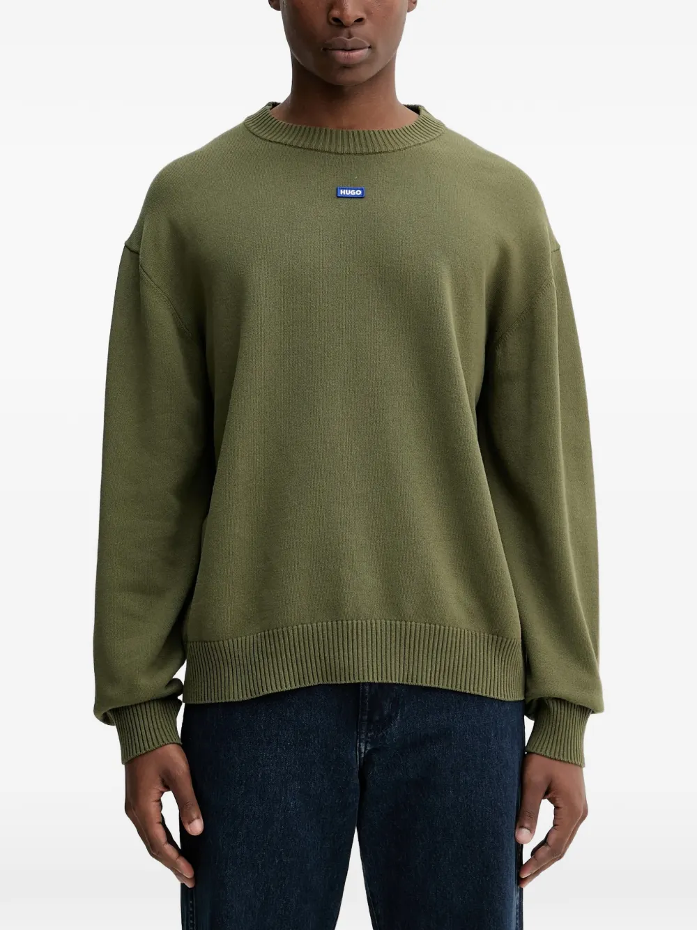 HUGO logo-patch sweater | Green | Image 1