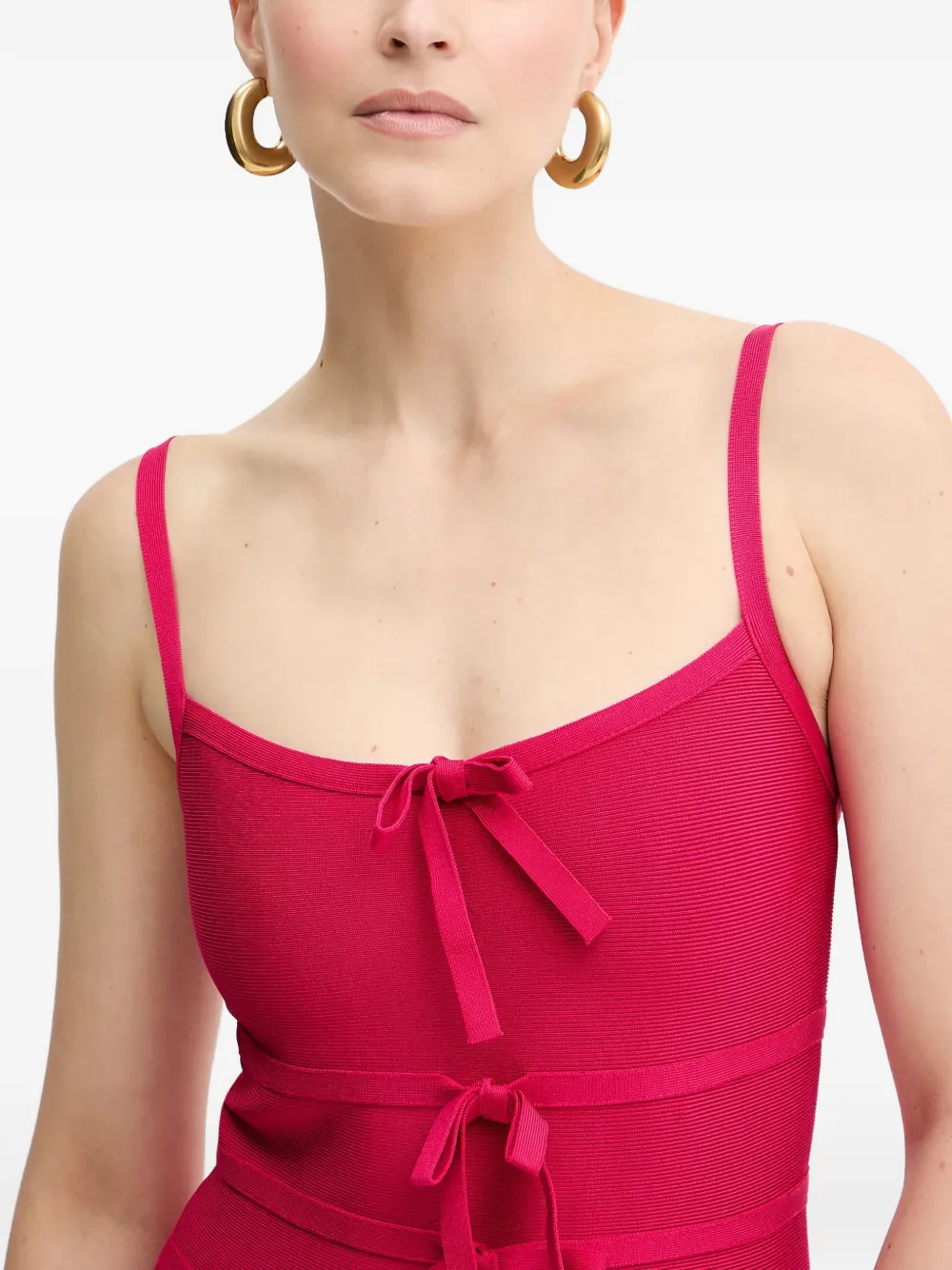 Hervé Léger Alicia midi-jurk met strik Roze