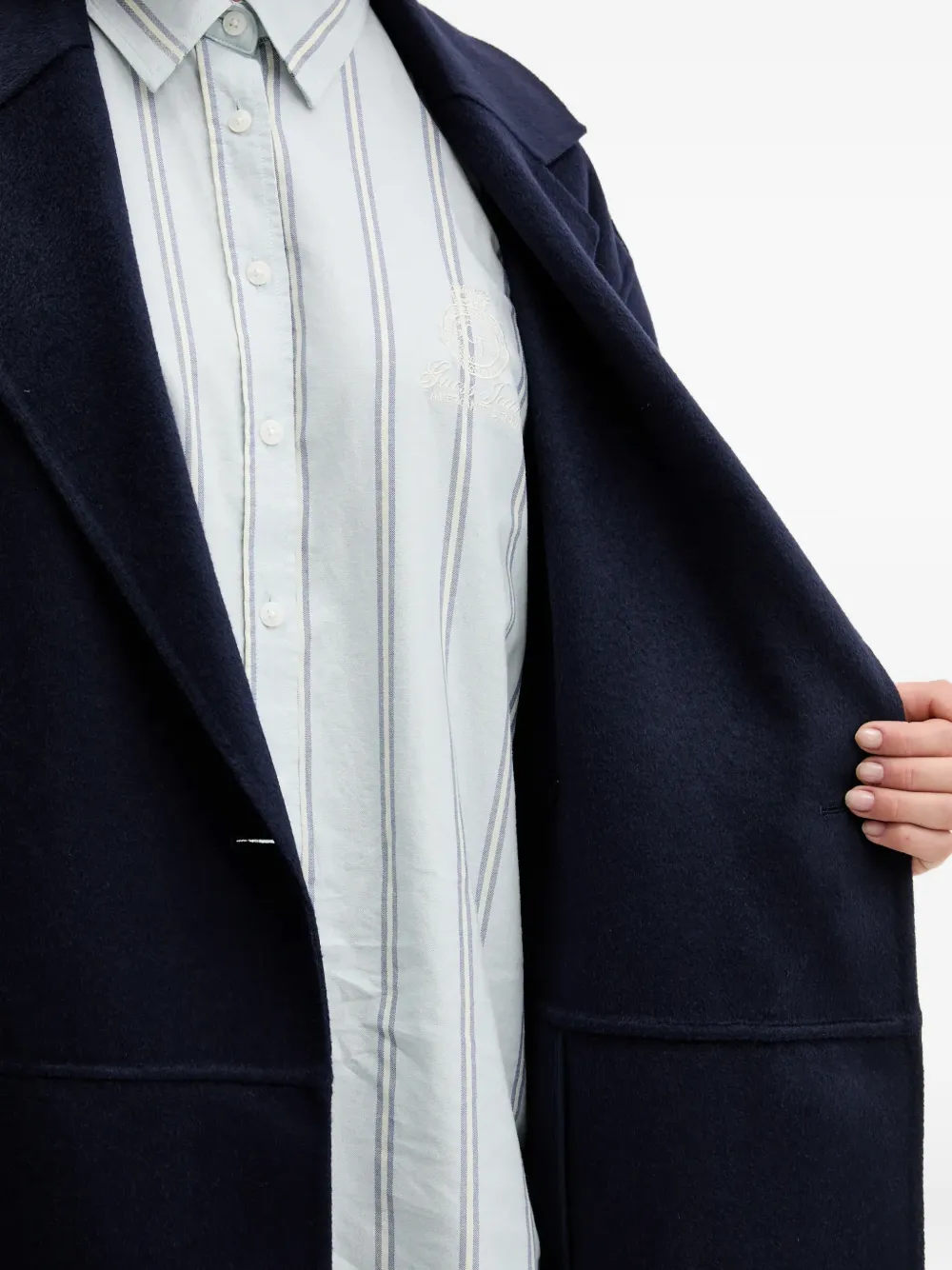 Hugo Boss Double-breasted Coat In Blue