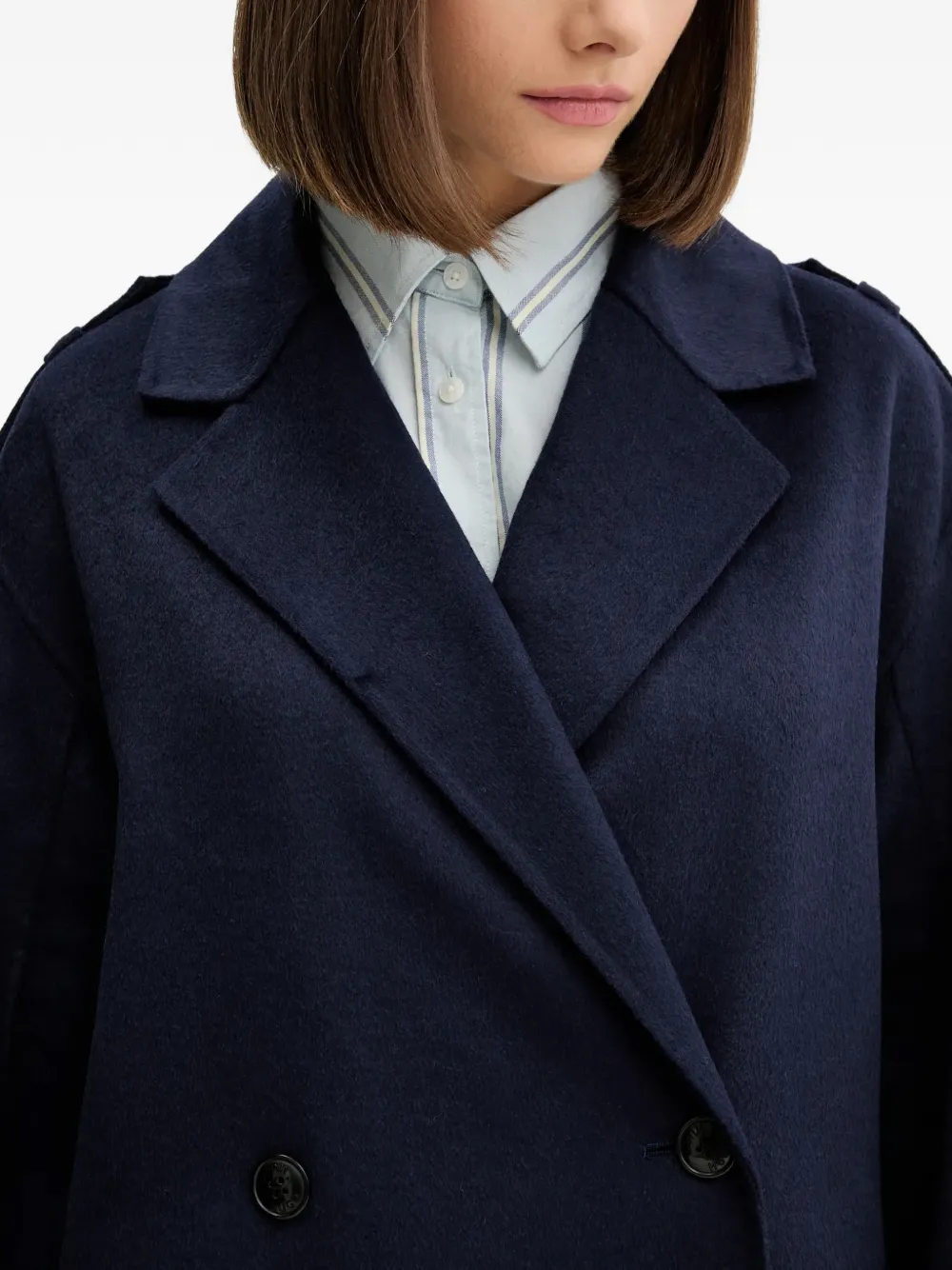Hugo Boss Double-breasted Coat In Blue