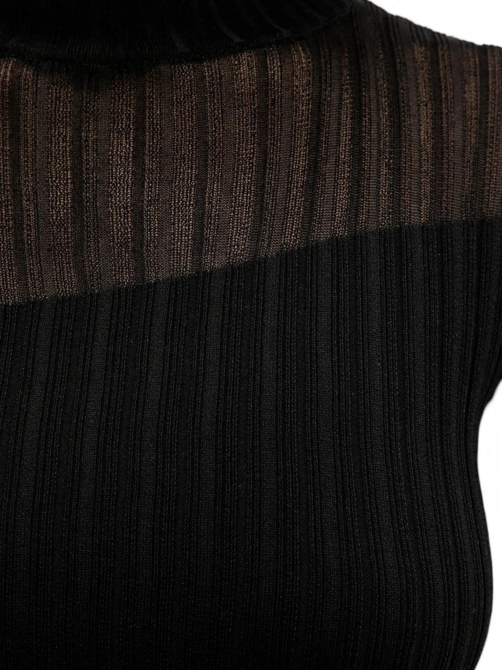 Hugo Boss Sheer Ribbed Top In Black