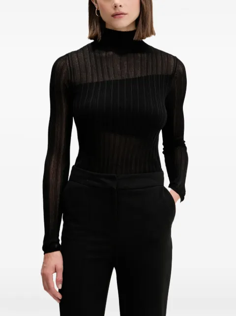 HUGO sheer ribbed top
