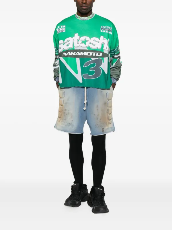 satoshi SATOSHI NAKAMOTO drop-shoulder T-shirt | Green | FARFETCH